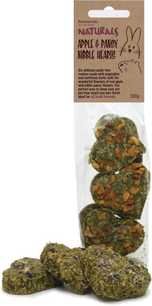 Rosewood Naturals Apple & Pansy Nibble Hearts for Small Animals - 6 Pack