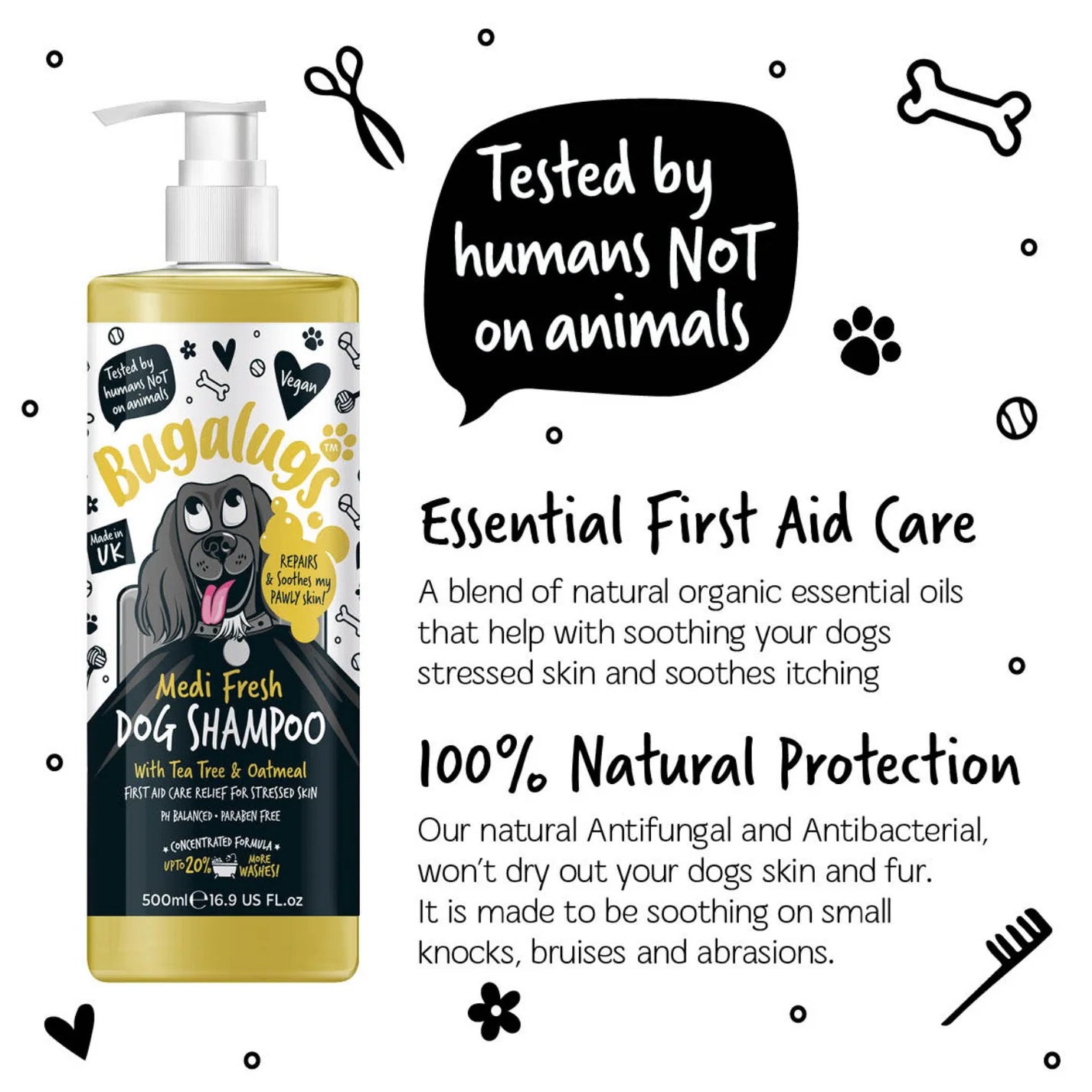 Bugalugs Medi Fresh Tea Tree & Oatmeal Shampoo for Dogs - 250ml