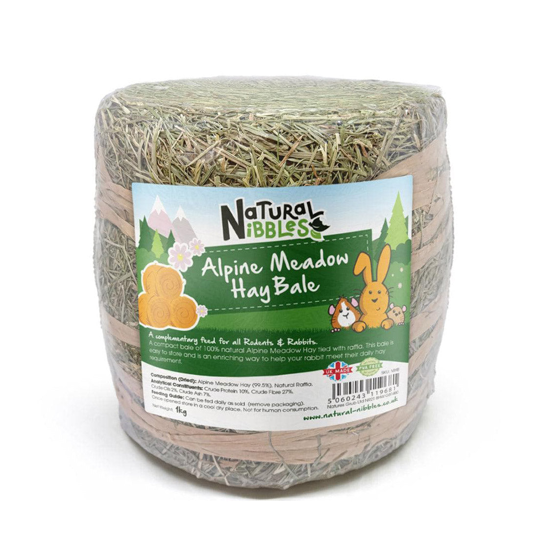 Natural Nibbles Alpine Meadow Hay Bale - 1kg