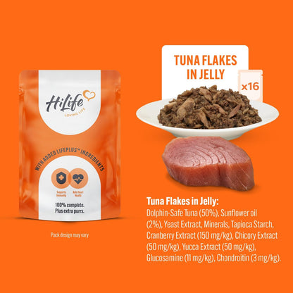 HiLife Mature Wet Cat Food - Chicken Pate & Tuna in Jelly - 32x70g Pouches