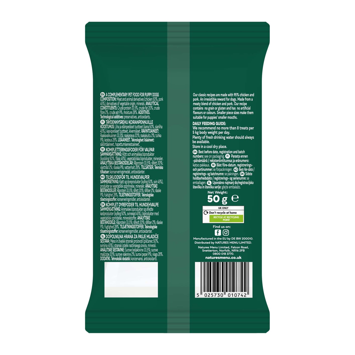 Natures Menu Meaty Puppy Treats - Chicken & Pork - 50g