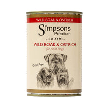 Simpsons Premium Adult Wet Dog Food - Wild Boar & Ostrich - 6x400g Cans