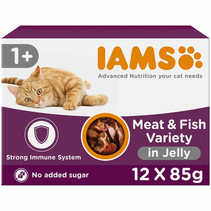 Iams Adult Wet Cat Food in Jelly - Land & Sea Collection - 12x85g Pouches