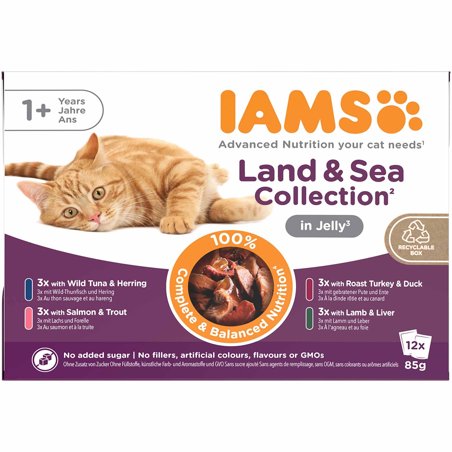 Iams Adult Wet Cat Food in Jelly - Land & Sea Collection - 12x85g Pouches