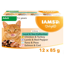Iams Adult Wet Cat Food in Gravy - Land & Sea Collection - 12x85g Pouches