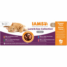Iams Adult Wet Cat Food in Gravy - Land & Sea Collection - 48x85g Pouches