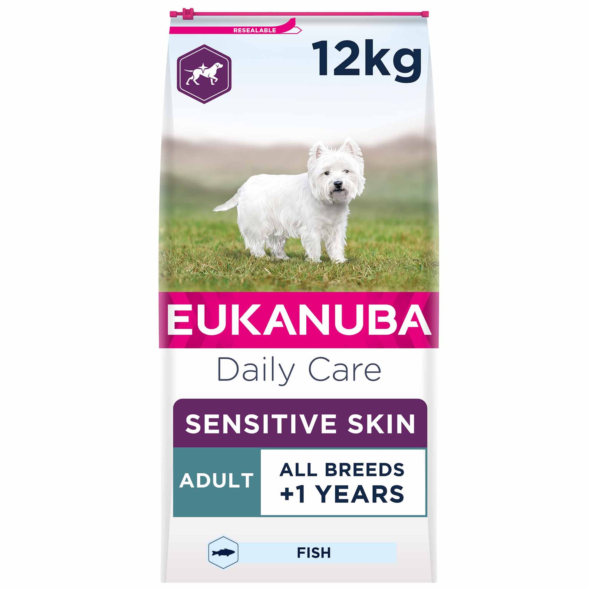 Eukanuba Eukanuba Daily Care Sensitive Skin Pork Adult Dry Dog Food pet food packaging