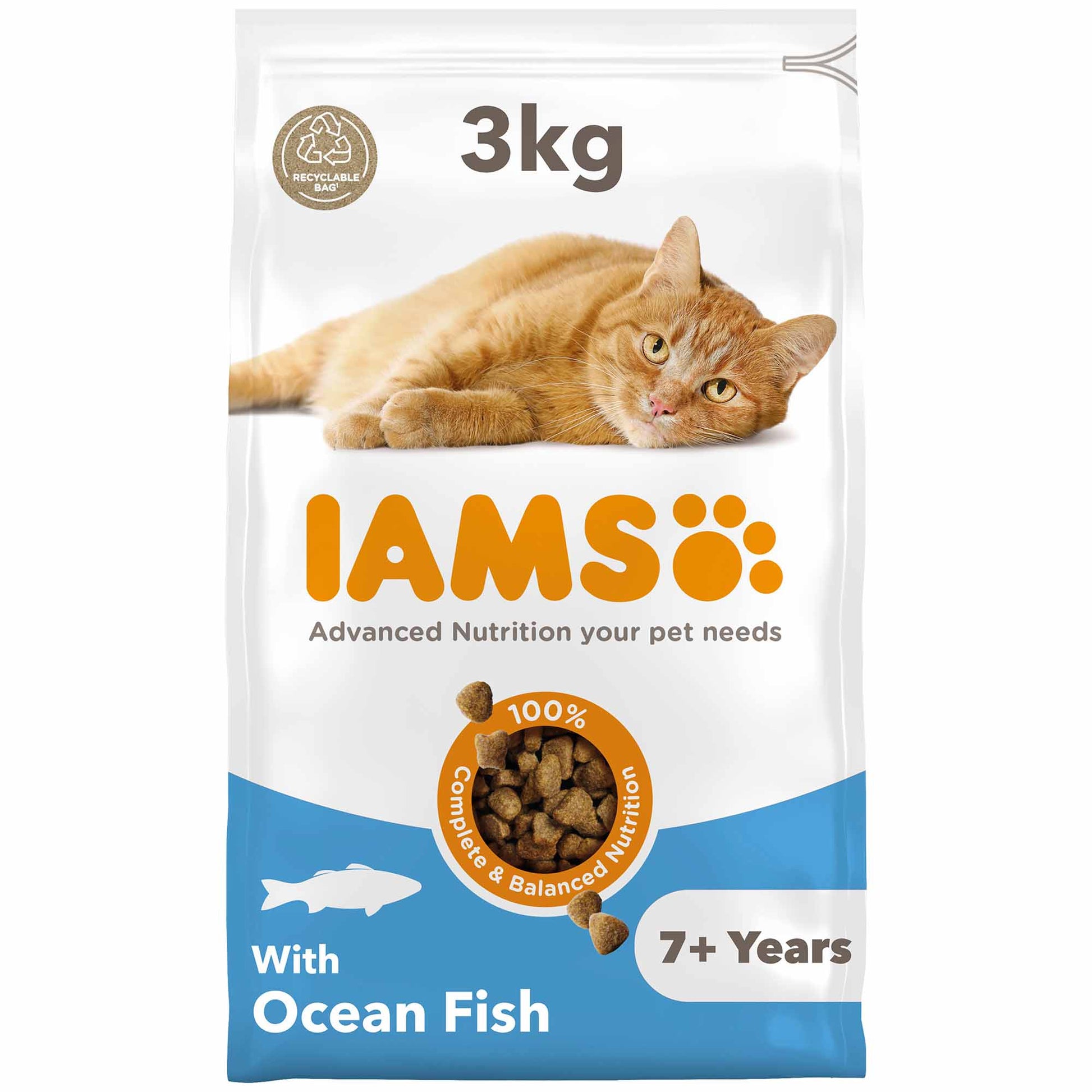 IAMS Iams Ocean Chicken Pork Turkey Senior Dry Cat Food pet food packaging