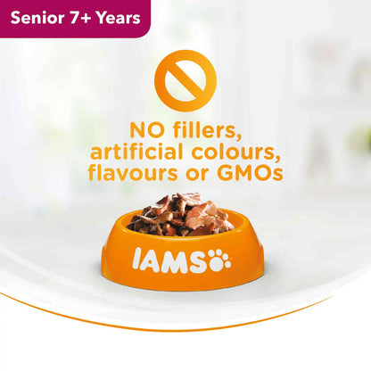 Iams Senior Wet Cat Food in Gravy - Land & Sea Collection - 12x85g Pouches