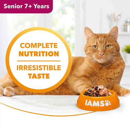 Iams Senior Wet Cat Food in Gravy - Land & Sea Collection - 12x85g Pouches