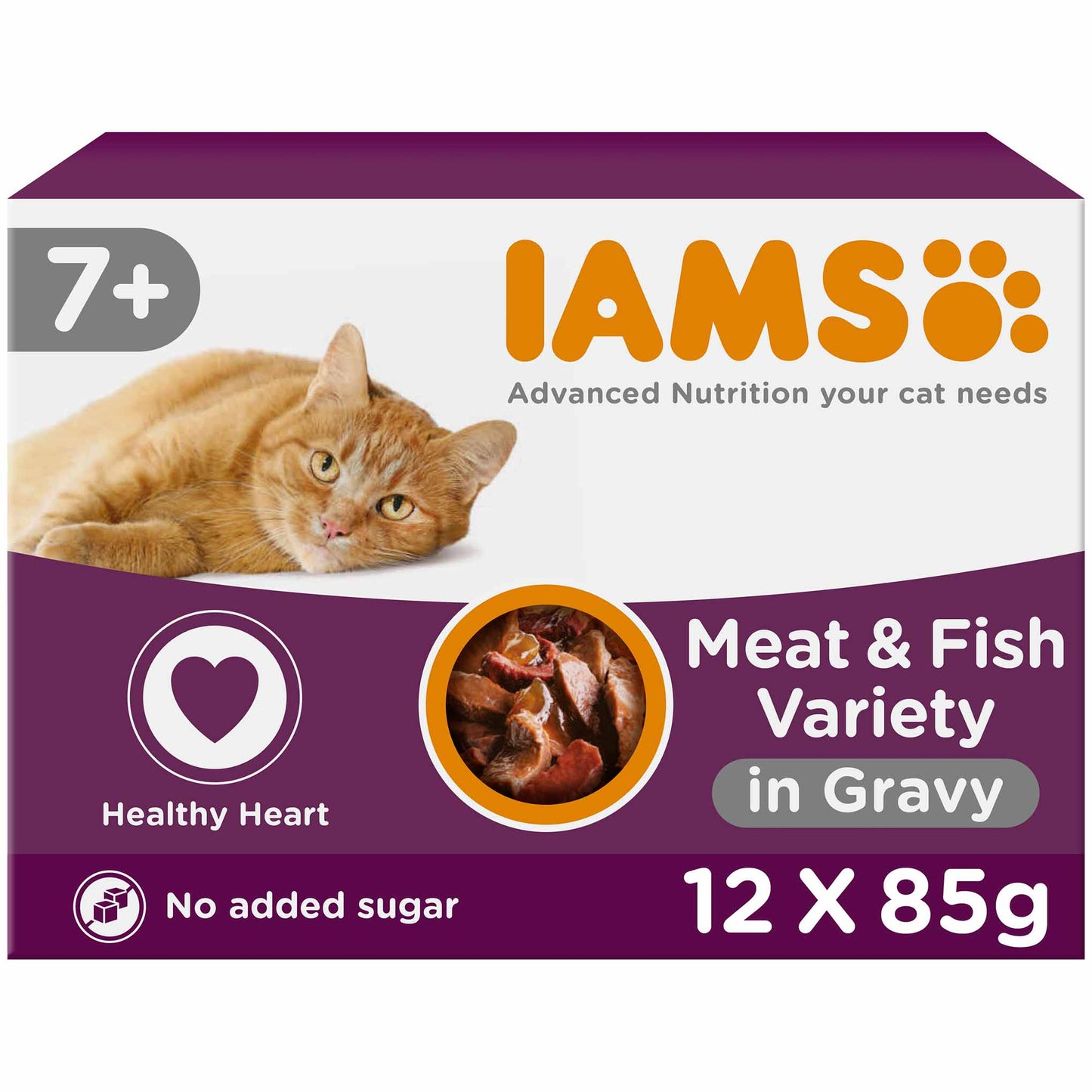 Iams Senior Wet Cat Food in Gravy - Land & Sea Collection - 12x85g Pouches