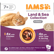 Iams Senior Wet Cat Food in Gravy - Land & Sea Collection - 8x85g Pouches