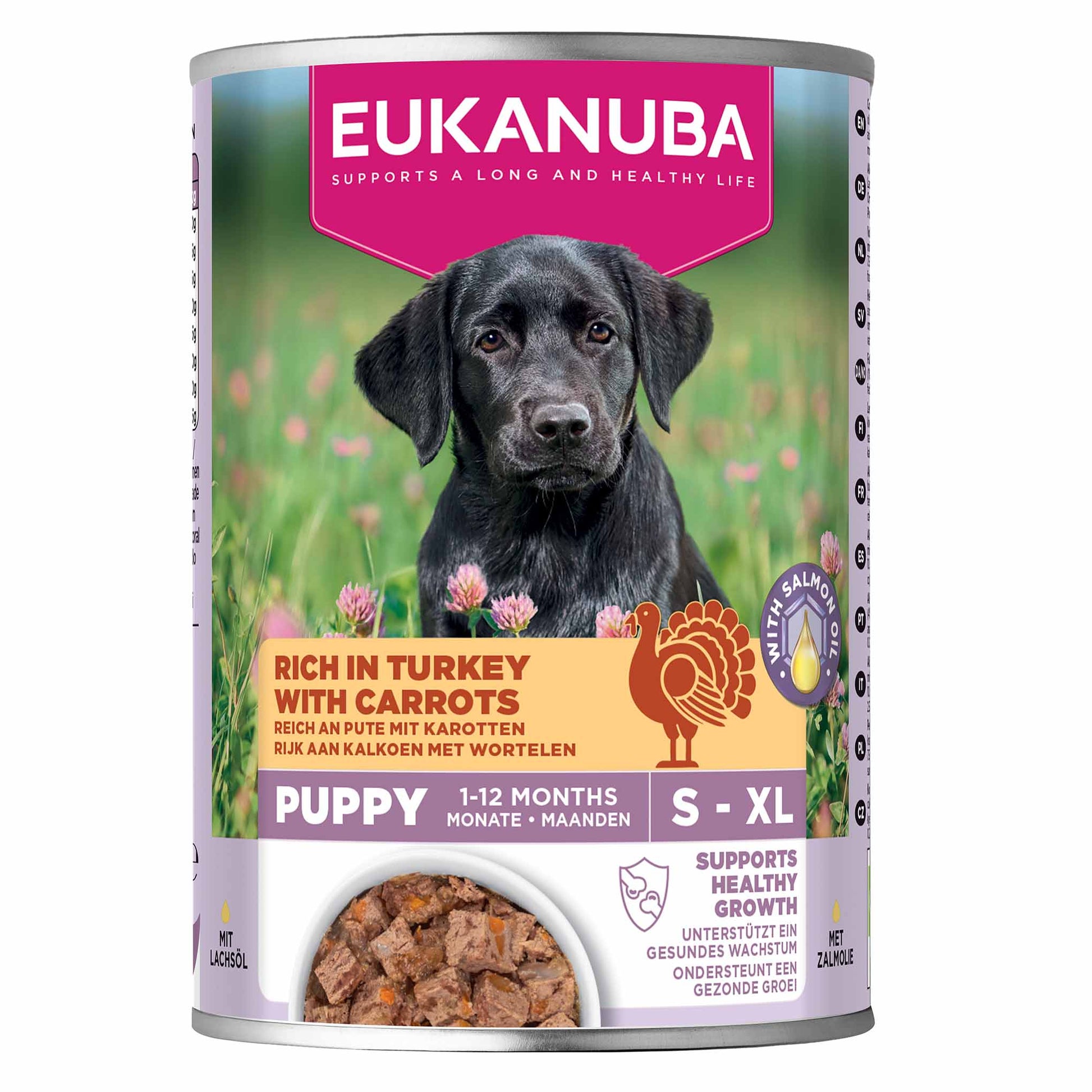 Eukanuba Eukanuba Life Care Carrots Chicken Salmon Turkey Puppy Wet Dog Food pet food packaging