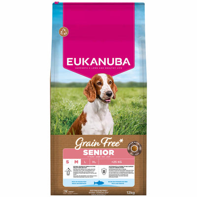 Eukanuba Eukanuba Small Grain Free Ocean Fish Senior pet food packaging