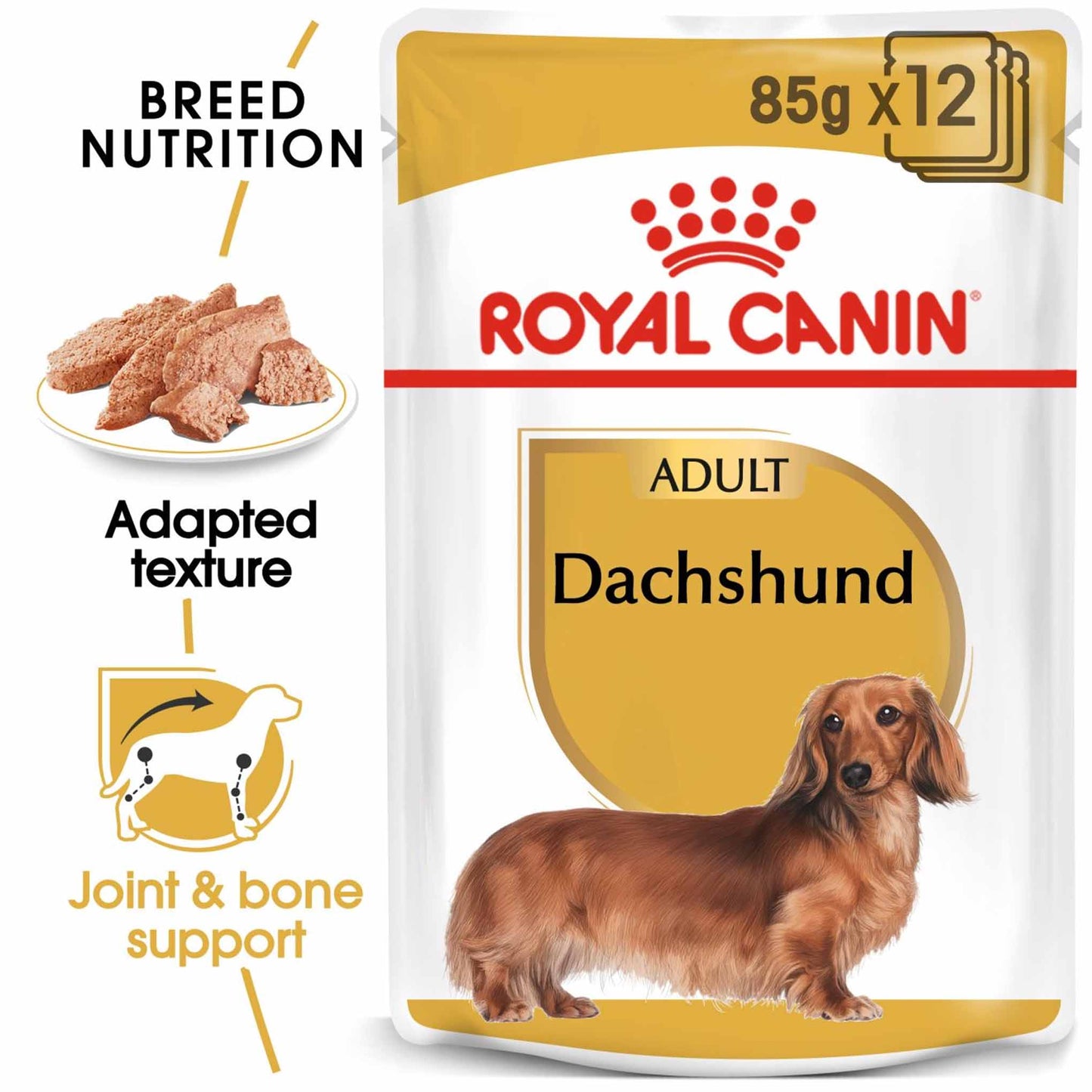 Royal Canin Breed Health Nutrition Dachshund Adult Wet Dog Food - 12x85g Pouches