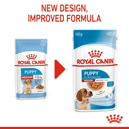 Royal Canin Size Health Nutrition Medium Puppy Wet Dog Food in Gravy - 10x140g Pouches