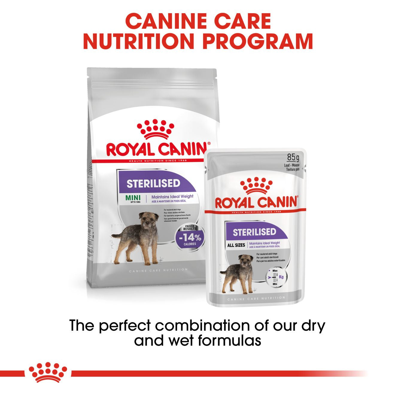 Royal Canin Sterilised Canine Care Adult Wet Dog Food in Loaf - 12x85g Pouches