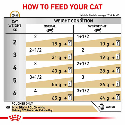 ROYAL CANIN Veterinary Urinary S/O Moderate Calorie Morsels in Gravy Adult Wet Cat Food - 48x85g Pouches