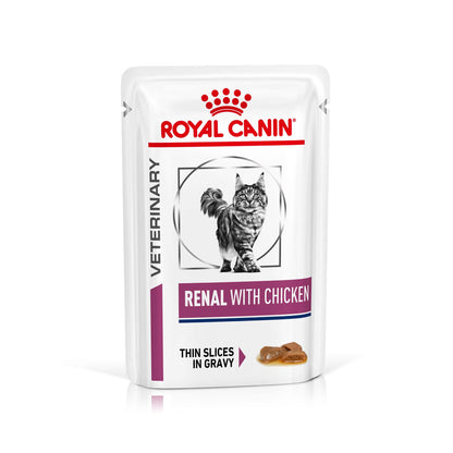 Royal Canin Veterinary Health Nutrition Renal Adult Wet Cat Food In Gravy - Chicken - 48x85g Pouches