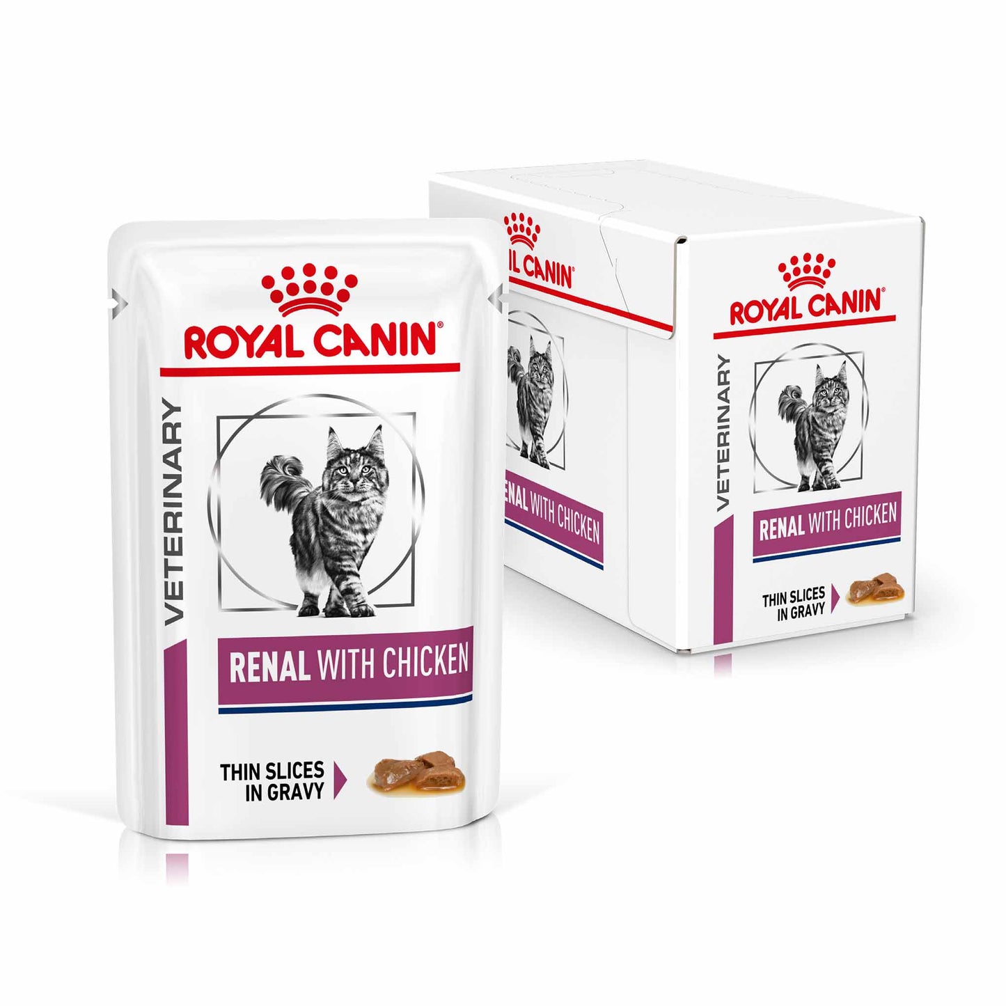 Royal Canin Veterinary Health Nutrition Renal Adult Wet Cat Food In Gravy - Chicken - 48x85g Pouches