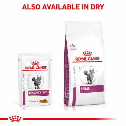 Royal Canin Veterinary Health Nutrition Renal Adult Wet Cat Food In Gravy - Chicken - 48x85g Pouches