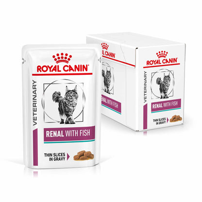 Royal Canin Veterinary Health Nutrition Renal Adult Wet Cat Food In Gravy - Fish - 48x85g Pouches