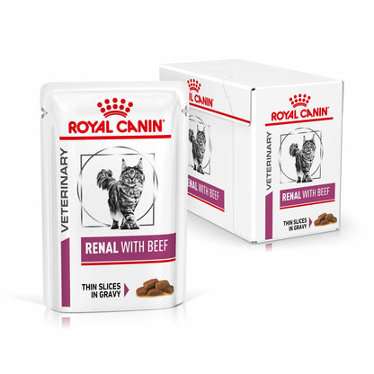 Royal Canin Veterinary Health Nutrition Renal Adult Wet Cat Food In Gravy - Beef - 48x85g Pouches