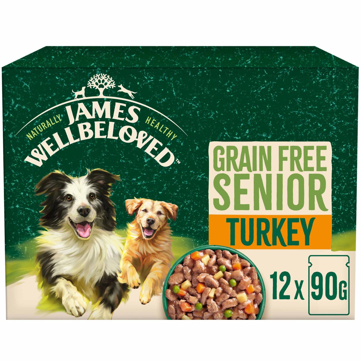 James Wellbeloved Grain Free Senior Wet Dog Food in Gravy - Turkey - 12x90g Pouches