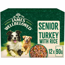 James Wellbeloved Senior Wet Dog Food in Gravy - Turkey & Rice - 12x90g Pouches