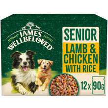 James Wellbeloved Senior Wet Dog Food in Gravy - Lamb & Chicken - 12x90g Pouches