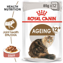 ROYAL CANIN Feline Care Nutrition Ageing 12+ Senior In Gravy Wet Cat Food - 12x85g Pouches