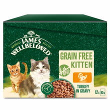 James Wellbeloved Grain Free Kitten Wet Cat Food in Gravy - Turkey - 12x85g Pouches