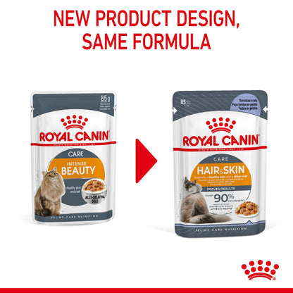ROYAL CANIN Hair & Skin Care Adult Wet Cat Food In Jelly - 12x85g Pouches