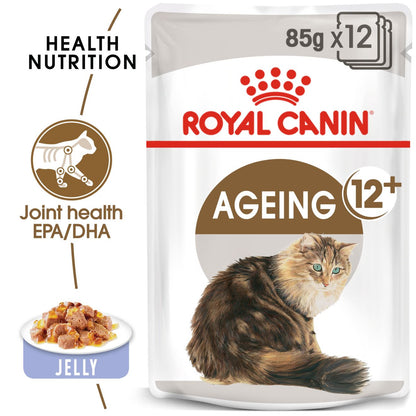 ROYAL CANIN Feline Health Nutrition Ageing 12+ Senior in Jelly Wet Cat Food - 12x85g Pouches