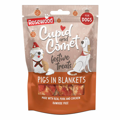 Rosewood Cupid & Comet Finest Pigs in Blanket Dog Treats - 100g