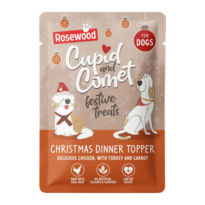 Rosewood Cupid & Comet Christmas Dinner Topper for Dogs - 85g