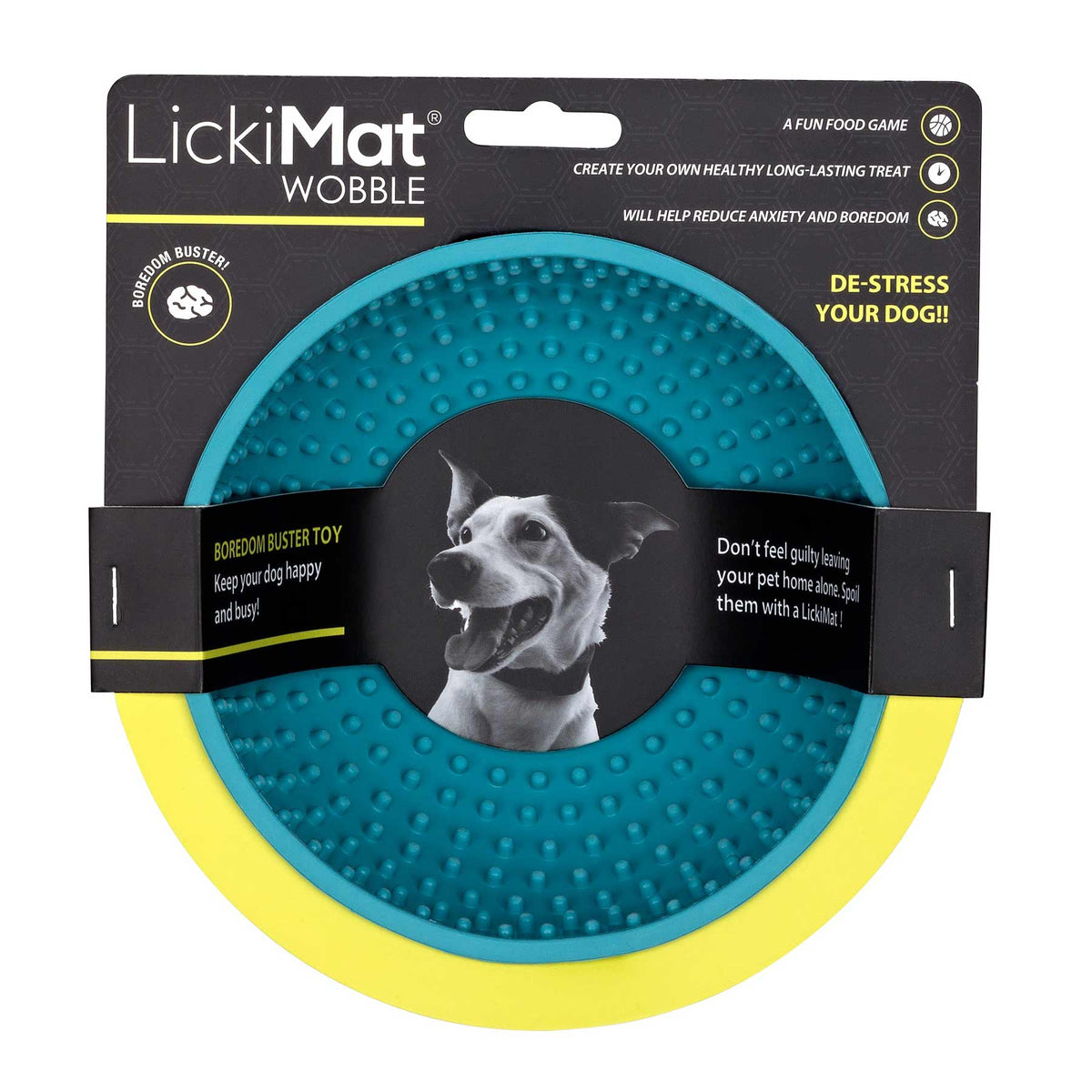 Lickimat Wobble De-Stress Dog Slow Feeder - Turquoise - 16.5x16.5cm