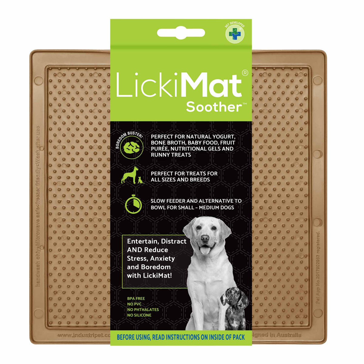 LickiMat Classic Soother Dog Slow Feeder - Coffee - 20x20cm