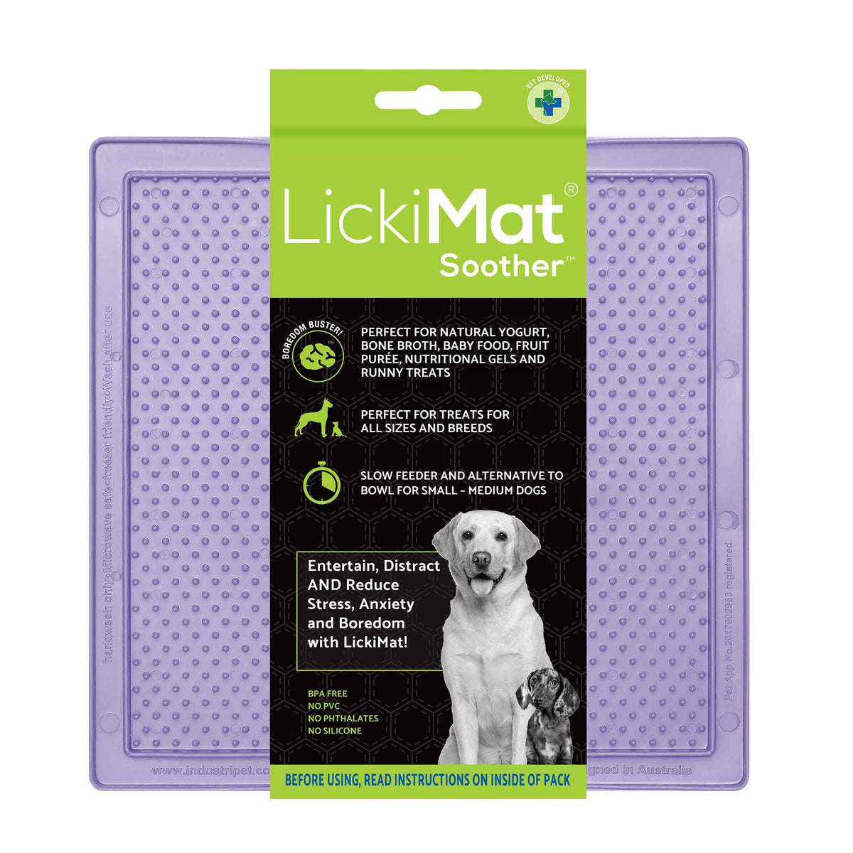 LickiMat Classic Soother Dog Slow Feeder - Lavender - 20x20cm