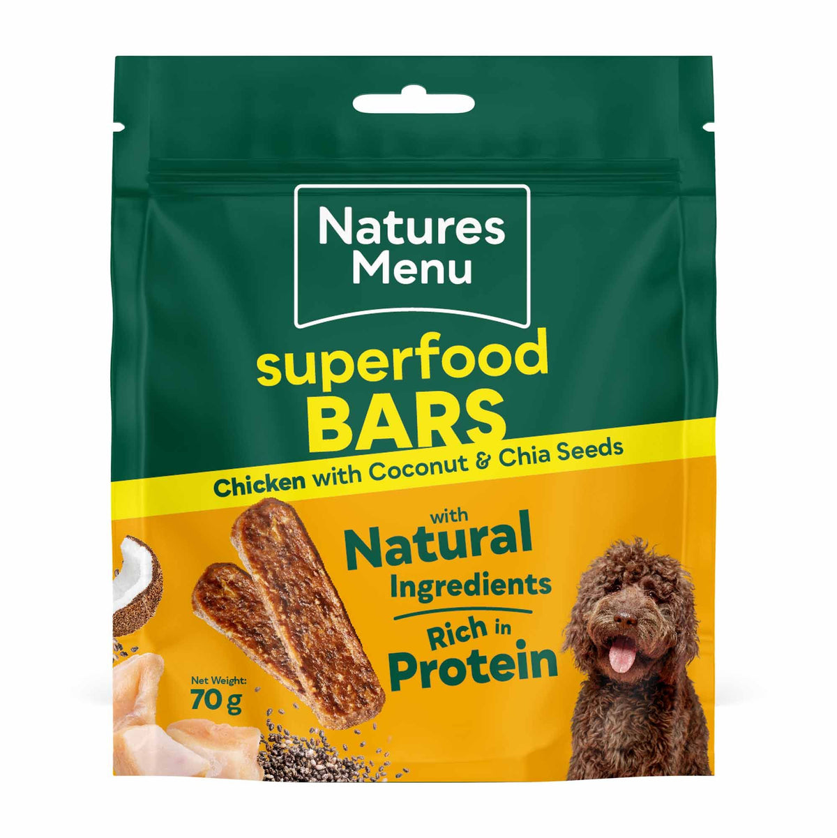 Natures menu Natures Menu Bar Coconut Chia Seeds Chicken pet food packaging