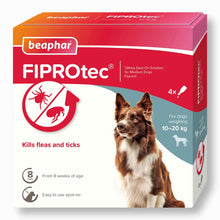 Beaphar FIPROtec Flea & Tick Spot on for Medium Dogs - 4 pack