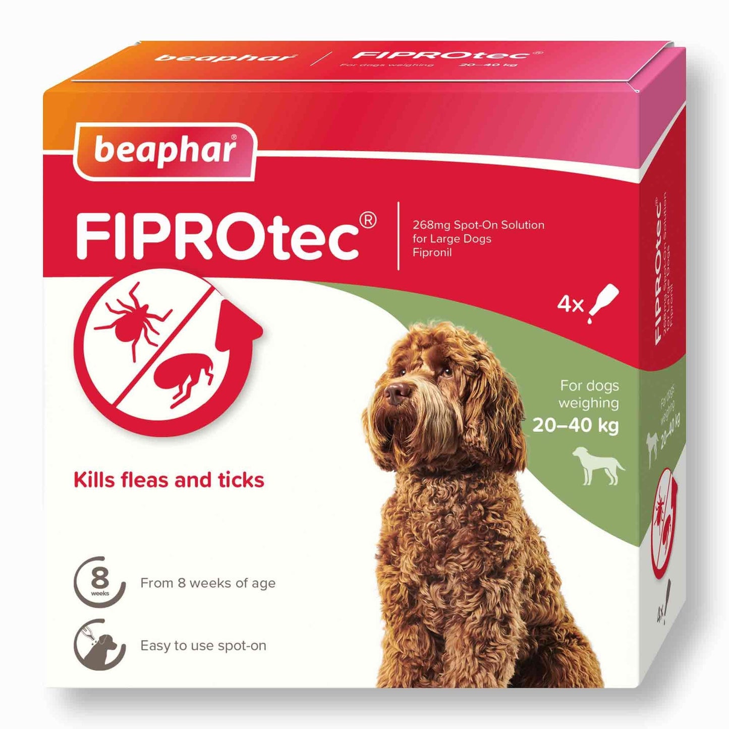 Beaphar FIPROtec Flea & Tick Spot on for Large Dogs - 4 pack
