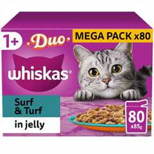 WHISKAS 1+ Duo Adult Wet Cat Food in Jelly - Surf & Turf - 80x85g Pouches