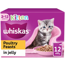 WHISKAS Kitten Wet Cat Food in Jelly - Poultry Feasts - 12x85g Pouches