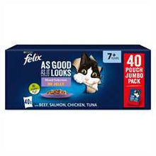 Felix As Good As It Looks Senior Wet Cat Food in Jelly - Mixed Selection - 40x85g Pouches