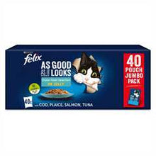 Felix As Good As It Looks Adult Wet Cat Food in Jelly - Ocean Feasts - 40x85g Pouches