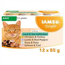Iams Adult Wet Cat Food in Gravy - Land & Sea Collection - 12x85g Pouches