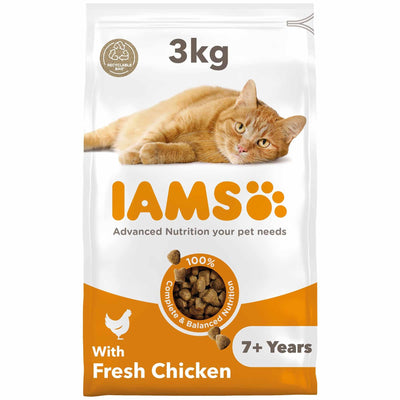 IAMS Iams 7 Plus Chicken Senior Dry Cat Food pet food packaging