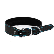 Rosewood Luxury Black Leather Dog Collar 18-22 inch