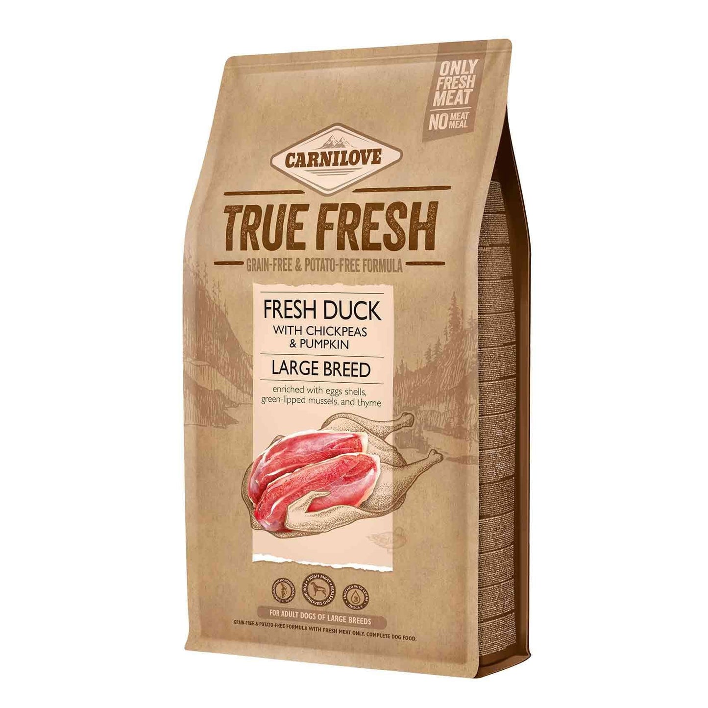 Carnilove True Fresh Adult Large Breed Dry Dog Food - Fresh Duck with Chickpeas & Pumpkin